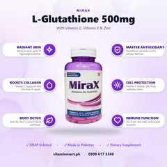 Glutathione Tablets 500mg (MiraX) 30 Ct